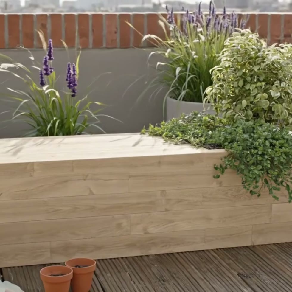 Moderne Træ Plantekasse Havebænk / 187,5 x 75 x 45 cm