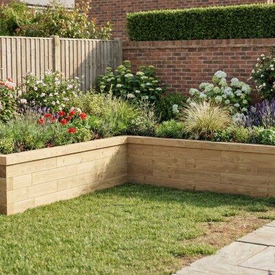 Patio Hjørne L-formet Hævet Bed / 2,625 x 2,25 x 0,45 x 0,45 x 0,45 m