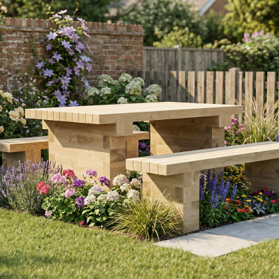 Bord- og bænk sæt / 150 x 165 x 75 cm