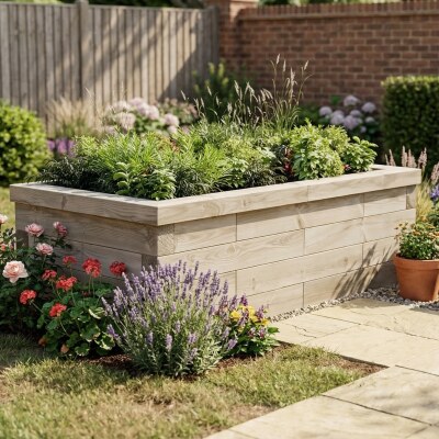 Træhavehøjbed / 150 x 75 x 45 cm