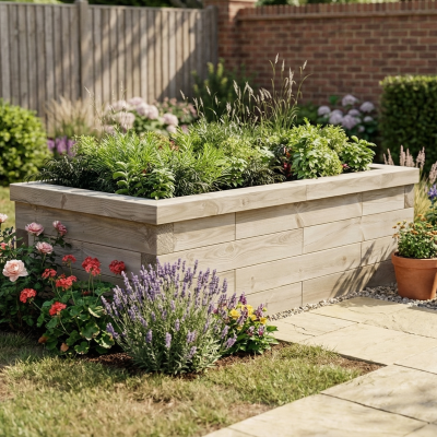 Træhavehøjbed / 150 x 75 x 45 cm