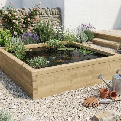 Medium firkantet hævet koi dam kit / 187,5 x 187,5 x 45 cm