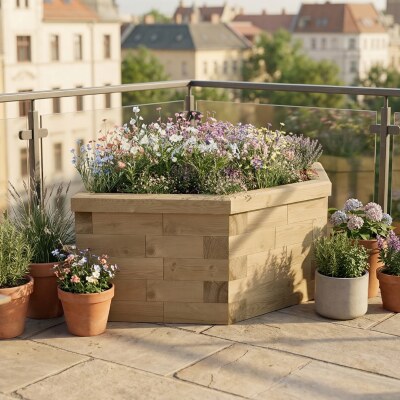 Hexagonal Wildflower Bed / 1.55 x 0.925 x 0.45m