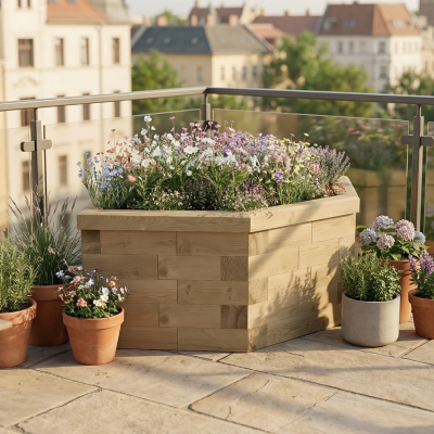 Hexagonal Wildflower Bed / 1.55 x 0.925 x 0.45m