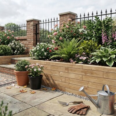 Jernbanesveller Stil Støttemur / 412,5 x 75 cm