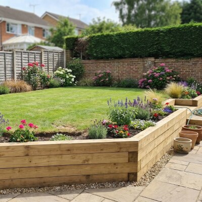 Enden af haven støttemur med trin / 855 cm x 150 cm x 75 cm