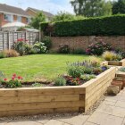 Enden af haven støttemur med trin / 855 cm x 150 cm x 75 cm