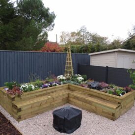 L shape planter bench